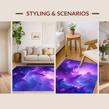 Ultra Soft Area Rug, Non Slip, Stain Resistant, Washable Area Rugs for Living Room, Bedroom, Radiant Galactic Dreamscape Pattern(Purple)