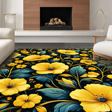 Ultra Soft Area Rug, Non Slip, Stain Resistant, Washable Area Rugs for Living Room, Bedroom, Sophisticated Antique Floral Touch(Yellow)