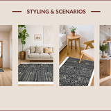 Ultra Soft Area Rug, Non Slip, Stain Resistant, Washable Area Rugs for Living Room, Bedroom, Chic Black and White Design(Black)