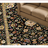 Ultra Soft Area Rug, Non Slip, Stain Resistant, Washable Area Rugs for Living Room, Bedroom, Elegant Earthy Botanical Motif(Black)