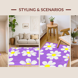 Ultra Soft Area Rug, Non Slip, Stain Resistant, Washable Area Rugs for Living Room, Bedroom, Enchanting Lavender Garden Theme(Purple)