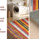 Ultra Soft Area Rug, Non Slip, Stain Resistant, Washable Area Rugs for Living Room, Bedroom, Vibrant Striped Chindi Aesthetic(Red)