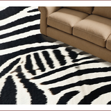 Ultra Soft Area Rug, Non Slip, Stain Resistant, Washable Area Rugs for Living Room, Bedroom, Black and White Cowhide Living Room Animal Mat(Black)