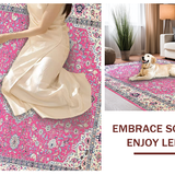 Ultra Soft Area Rug, Non Slip, Stain Resistant, Washable Area Rugs for Living Room, Bedroom, Elegant Pink Floral Medallion(Pink)