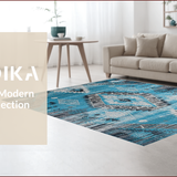 Ultra Soft Area Rug, Non Slip, Stain Resistant, Washable Area Rugs for Living Room, Bedroom, Elegant Distressed Floral Motif(Blue)