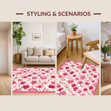Ultra Soft Area Rug, Non Slip, Stain Resistant, Washable Area Rugs for Living Room, Bedroom, Soft Earthy Floral Accents(White)