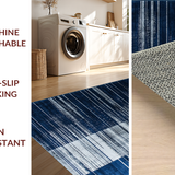 Ultra Soft Area Rug, Non Slip, Stain Resistant, Washable Area Rugs for Living Room, Bedroom, Serene Minimalist Soft Abstract Lines(Blue)