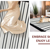 Ultra Soft Area Rug, Non Slip, Stain Resistant, Washable Area Rugs for Living Room, Bedroom, Timeless Farmhouse Striped Elegance(White)