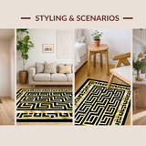 Ultra Soft Area Rug, Non Slip, Stain Resistant, Washable Area Rugs for Living Room, Bedroom, Stylish Traditional Trellis Motif(Gold)