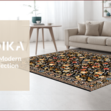 Ultra Soft Area Rug, Non Slip, Stain Resistant, Washable Area Rugs for Living Room, Bedroom, Traditional Floral Entryway Non-Shedding Rug(Black)
