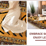 Ultra Soft Area Rug, Non Slip, Stain Resistant, Washable Area Rugs for Living Room, Bedroom, Non-Slip Tiger Print Dining Room Stain-Resistant Carpet(Gold)