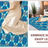 Ultra Soft Area Rug, Non Slip, Stain Resistant, Washable Area Rugs for Living Room, Bedroom, Vintage Blue Geometric Living Room Rug Washable(Blue)