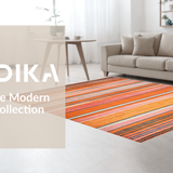 Ultra Soft Area Rug, Non Slip, Stain Resistant, Washable Area Rugs for Living Room, Bedroom, Eclectic Color Palette Striped Motif(Orange)