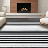 Ultra Soft Area Rug, Non Slip, Stain Resistant, Washable Area Rugs for Living Room, Bedroom, Classic Monochrome Striped Rug With Contemporary Linear Design For Home(Black)