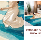 Ultra Soft Area Rug, Non Slip, Stain Resistant, Washable Area Rugs for Living Room, Bedroom, Seaside Escape Coastal Rug With Elegant Maritime Charm(Blue)