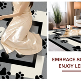 Ultra Soft Area Rug, Non Slip, Stain Resistant, Washable Area Rugs for Living Room, Bedroom, Trendy Low-Profile Paw Pattern(Black)