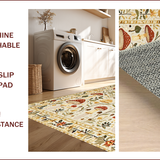 Ultra Soft Area Rug, Non Slip, Stain Resistant, Washable Area Rugs for Living Room, Bedroom, Elegant Earthy Mushroom Motif(Ivory)