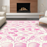 Ultra Soft Area Rug, Non Slip, Stain Resistant, Washable Area Rugs for Living Room, Bedroom, Whimsical Pink Oceanic Pattern(White)