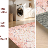 Ultra Soft Area Rug, Non Slip, Stain Resistant, Washable Area Rugs for Living Room, Bedroom, Elegant Creamy Geometric Touch(Pink)