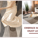 Ultra Soft Area Rug, Non Slip, Stain Resistant, Washable Area Rugs for Living Room, Bedroom, Artful Modern Tiled Composition(Beige)