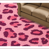 Ultra Soft Area Rug, Non Slip, Stain Resistant, Washable Area Rugs for Living Room, Bedroom, Modern Pink Leopard Print Rug for Kids Playroom(Pink)