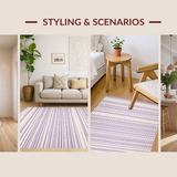 Ultra Soft Area Rug, Non Slip, Stain Resistant, Washable Area Rugs for Living Room, Bedroom, Transitional Warm Tone Stripes(Purple)