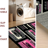 Ultra Soft Area Rug, Non Slip, Stain Resistant, Washable Area Rugs for Living Room, Bedroom, Charming Retro Rhythmic Design(Pink)