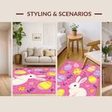 Ultra Soft Area Rug, Non Slip, Stain Resistant, Washable Area Rugs for Living Room, Bedroom, Enchanting Egg-Centric Design(Pink)