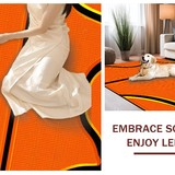 Ultra Soft Area Rug, Non Slip, Stain Resistant, Washable Area Rugs for Living Room, Bedroom, Bold Black Abstract Elements(Orange)