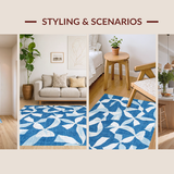 Ultra Soft Area Rug, Non Slip, Stain Resistant, Washable Area Rugs for Living Room, Bedroom, Sweet Cerulean Ribbon Accent Rug With Trendy Coquette Flair For Preppy Decor(Blue)