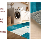 Ultra Soft Area Rug, Non Slip, Stain Resistant, Washable Area Rugs for Living Room, Bedroom, Contemporary Abstract Teal Geometry(Blue)