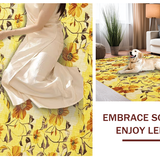 Ultra Soft Area Rug, Non Slip, Stain Resistant, Washable Area Rugs for Living Room, Bedroom, Elegant Yellow Botanical Motif(Yellow)