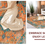 Ultra Soft Area Rug, Non Slip, Stain Resistant, Washable Area Rugs for Living Room, Bedroom, Vibrant Orange Distressed Elegance(Orange)