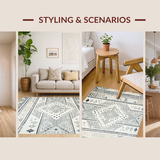 Ultra Soft Area Rug, Non Slip, Stain Resistant, Washable Area Rugs for Living Room, Bedroom, Rustic Minimalist Lattice Pattern(Gray)