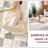 Ultra Soft Area Rug, Non Slip, Stain Resistant, Washable Area Rugs for Living Room, Bedroom, Minimalist Chic Geometric Arrangement(Beige)