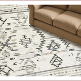 Ultra Soft Area Rug, Non Slip, Stain Resistant, Washable Area Rugs for Living Room, Bedroom, Elegant Earthy Tribal Geometry(Beige)