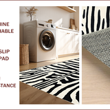 Ultra Soft Area Rug, Non Slip, Stain Resistant, Washable Area Rugs for Living Room, Bedroom, Ivory Black Zebra Print Hallway Runner Rug Non-Shedding(White)