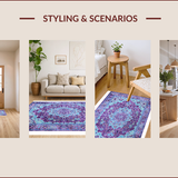 Ultra Soft Area Rug, Non Slip, Stain Resistant, Washable Area Rugs for Living Room, Bedroom, Rustic Distressed Floral Motif(Blue)