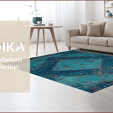 Ultra Soft Area Rug, Non Slip, Stain Resistant, Washable Area Rugs for Living Room, Bedroom, Rustic Distressed Medallion Design(Blue)