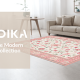 Ultra Soft Area Rug, Non Slip, Stain Resistant, Washable Area Rugs for Living Room, Bedroom, Sophisticated Colorful Geometric Shapes(Ivory)