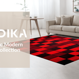 Ultra Soft Area Rug, Non Slip, Stain Resistant, Washable Area Rugs for Living Room, Bedroom, Contemporary Bold Graphic Pattern(Red)