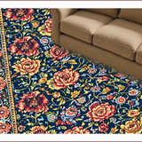 Ultra Soft Area Rug, Non Slip, Stain Resistant, Washable Area Rugs for Living Room, Bedroom, Paisley Floral Printed(Blue)