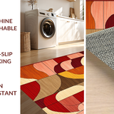 Ultra Soft Area Rug, Non Slip, Stain Resistant, Washable Area Rugs for Living Room, Bedroom, Eye-Catching Groovy Linear Elements(Brown)