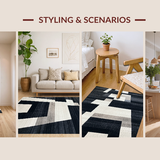 Ultra Soft Area Rug, Non Slip, Stain Resistant, Washable Area Rugs for Living Room, Bedroom, Striped Elegance Rug(Black)