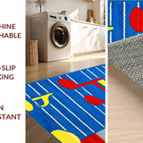 Ultra Soft Area Rug, Non Slip, Stain Resistant, Washable Area Rugs for Living Room, Bedroom, Dynamic Primary Soundscape Aesthetic(Blue)