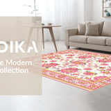 Ultra Soft Area Rug, Non Slip, Stain Resistant, Washable Area Rugs for Living Room, Bedroom, Trendy Vintage Inspired Flora(White)