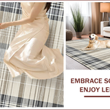 Ultra Soft Area Rug, Non Slip, Stain Resistant, Washable Area Rugs for Living Room, Bedroom, Chic Neutral Plaid Elegance(Beige)