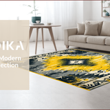 Ultra Soft Area Rug, Non Slip, Stain Resistant, Washable Area Rugs for Living Room, Bedroom, Vintage Tribal Grey and Yellow Living Room Rug(Black)