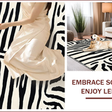 Ultra Soft Area Rug, Non Slip, Stain Resistant, Washable Area Rugs for Living Room, Bedroom, Ivory Black Zebra Print Hallway Runner Rug Non-Shedding(White)
