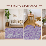 Ultra Soft Area Rug, Non Slip, Stain Resistant, Washable Area Rugs for Living Room, Bedroom, Elegant Symmetrical Design Appeal(Purple)